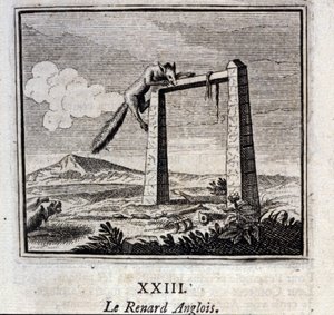 Le Renard anglais. Fables de Jean de La Fontaine (1621-95). Illustration de François Chauveau (1613-1676). Édition de 1728. - Francois Chauveau