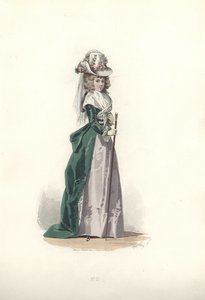 Femme en chapeau et redingote, époque de Marie-Antoinette.