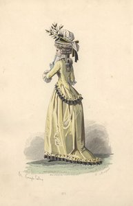 Femme en veste et robe de soie, époque de Marie-Antoinette