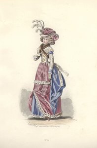 Femme en tenue tricolore, époque de Marie-Antoinette