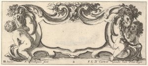 Cartouche avec un enfant vu de dos à gauche et un enfant vu de..., vers 1640-45 - Francois Collignon