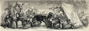La vente de pastèques, dessin de Ferogio, pour illustrer Naples et les Napolitains, en 1861, par Marc Monnier (1829-1885). Gravure dans "Le tour du monde" 1861. Collection Selva - Francois Fortune Antoine (after) Ferogio
