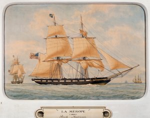Le Brig Merope, par François Roux (1811-1882), aquarelle, France