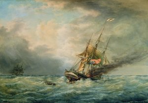 Le "Poland" brûle en mer en mai 1840