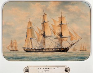 La corvette Fauvette, par François Roux (1811-1882)