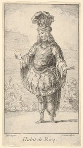Habit de Roy : un homme portant un tonnelet décoré de rosettes, une couronne et un turban, vers 1721 - Francois Joullain