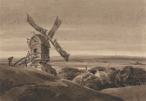 Paysage avec un moulin à vent