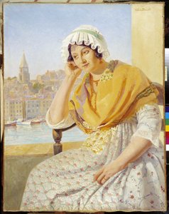 Madame Contencin sur la terrasse quai de Rive-Neuve à Marseille