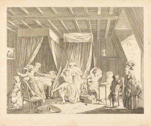 Le lever des ouvrières en modes - Francois Nicolas Barthelemy Dequevauviller after Nicolas Lavreince