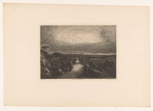 Paysage avec cavalier dans une foule - Francois Nicolas Chifflart