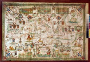 Carte géographique de la mer Méditerranée montrant les côtes de l