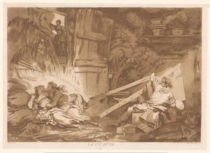 Jeune homme trébuchant tombe sur une femme qui est peinte (La Culbute) - Francois Philippe Charpentier