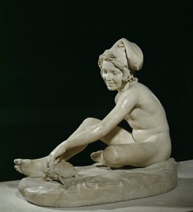 Garçon-pêcheur napolitain jouant avec une tortue (sculpture) - Francois Rude