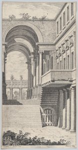 Vue architecturale avec une arche, 1740