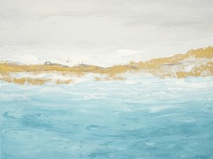 Paysage marin abstrait « Blue Gold » - Françoise Wattré