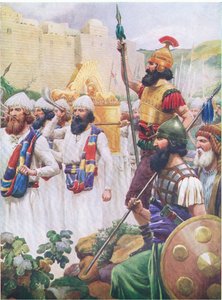 La prise de Jéricho, de The Bible Picture Book publié par Thomas Nelson, vers 1950