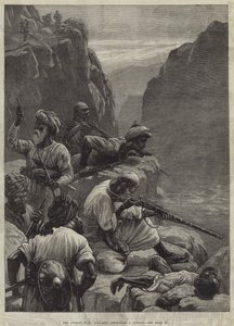 La guerre afghane, les montagnards attaquant un convoi