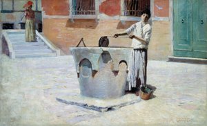 Scène italienne près de la fontaine, s.d.