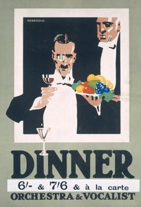 Publicité pour dîner et orchestre et chanteur