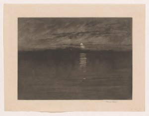 Paysage nocturne avec un lac - Frank Short (signed by artist)