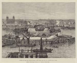 Travaux du nouveau Tower Bridge, vus du sommet d