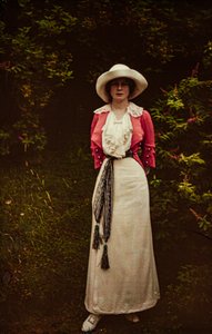 Autochrome couleur précoce vers 1916 portrait de femme, probablement Mme F.P. Knott.
