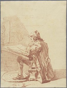 Un artiste en train de dessiner dans son atelier