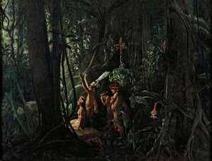 Indiens amazoniens adorant le dieu Soleil, vers 1860
