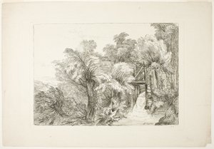 A Mill Lock in the Middle of Willows, plate 97 from Figures de différents caractères, de Paysages, et d’Etudes dessinées d