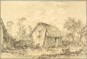 Paysage avec cottage rustique