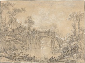 Paysage avec un pont rustique - François Boucher