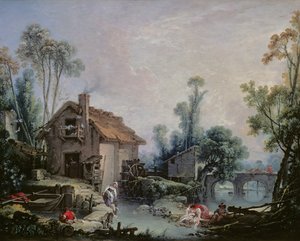 Paysage avec un moulin à eau, 1755