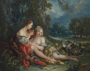 Deux nymphes de Diane se reposant après leur retour de la chasse - François Boucher