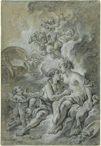 Vénus appuyée sur son cher Adonis...