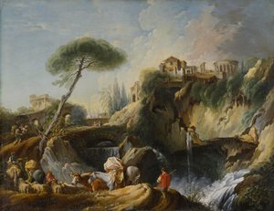 Vue de Tivoli avec le temple de Vesta, vers 1749