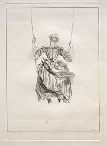 Femme sur une balançoire, vue de dos