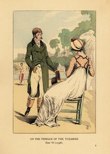 Couple à la mode sur la terrasse des Tuileries, Paris, An VI - François Courboin