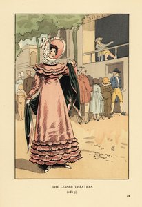 Femme élégante à un spectacle dramatique en plein air. Les Théâtres Moins Importants