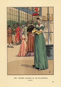 Femme à la mode faisant du shopping dans la Galerie de Bois au Palais Royal, Paris