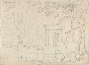 Maison avec un portique à Ermenonville - François Edouard Bertin