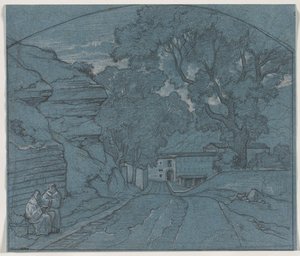 Paysage avec deux moines
