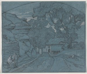 Paysage avec deux moines