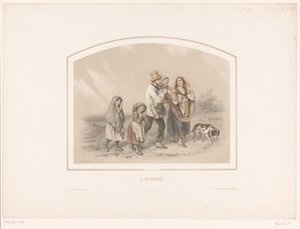 Famille avec chien sous une averse - François Grenier