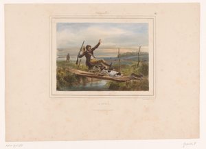 Chasseur trébuchant sur un pont étroit