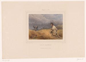 Deux braconniers chassant un lièvre