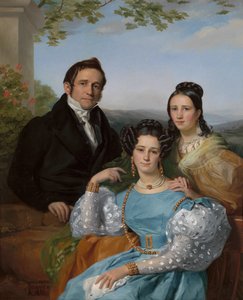 Portrait de Théodore Joseph Jonet et ses deux filles, 1832