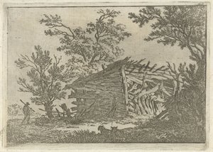 Paysage avec une grange délabrée - François Joseph Pfeiffer (II)