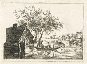 Paysage fluvial avec ferme