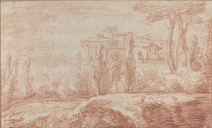 Une ville italienne fortifiée vue à travers les arbres