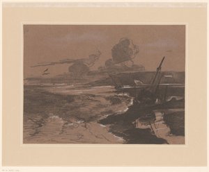 Épaves échouées après une tempête - François Louis Français (attributed to)